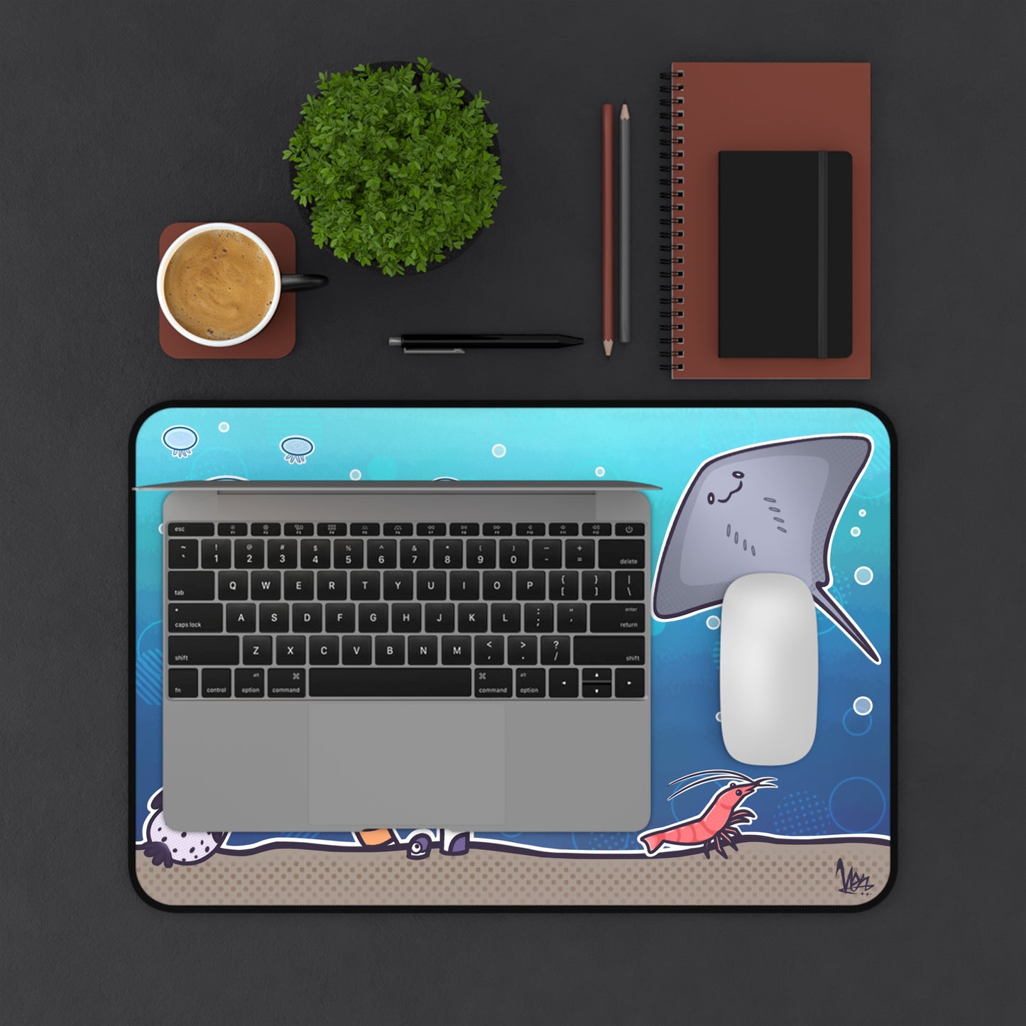 Ocean Friends Desk Mat — Cute Underwater Creatures Mouse Pad