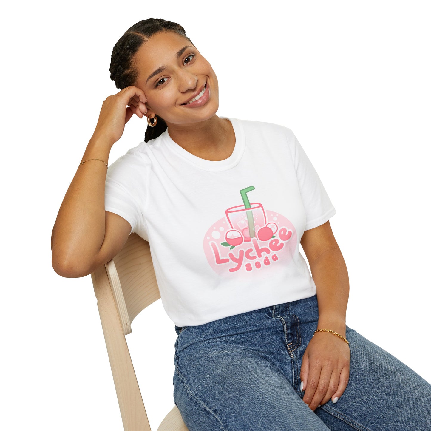 Lychee Soda T-Shirt — Cute Pink Beverage Graphic Tee