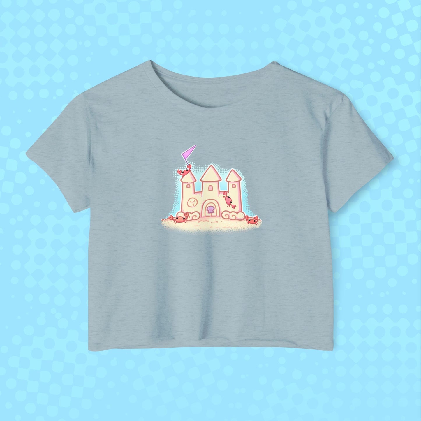 Crab Castle Cropped Tee — Sandcastle Beach Crop Top Shirt