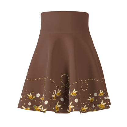 Honeybee Holiday Skater Skirt — Floral Honeybee Daisy Print Women's Skirt