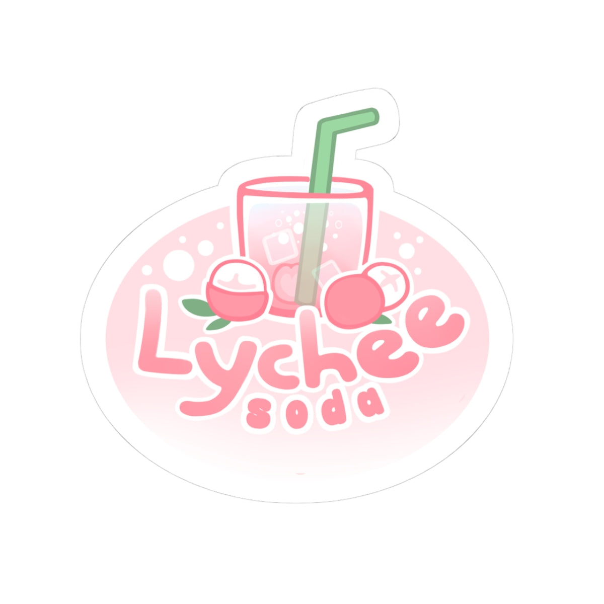 LycheeSoda Logo Kiss-Cut Sticker — Cute Pastel Drink Decal