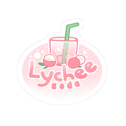 LycheeSoda Logo Kiss-Cut Sticker — Cute Pastel Drink Decal
