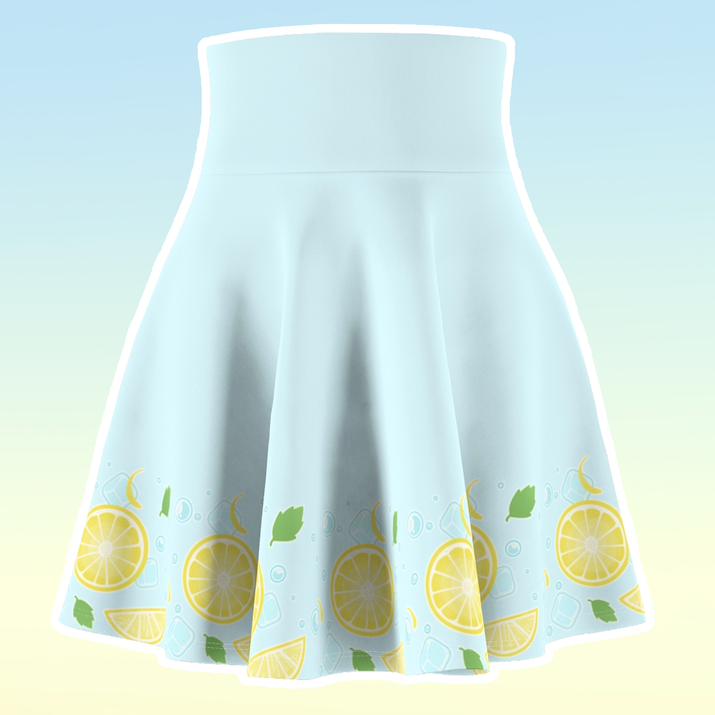 Lemon Seltzer Skater Skirt — Floral Citrus Print