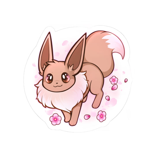 Evolution イーブイ Pocket Monster Floral Sticker — Cute Anime Fox Vinyl Decal