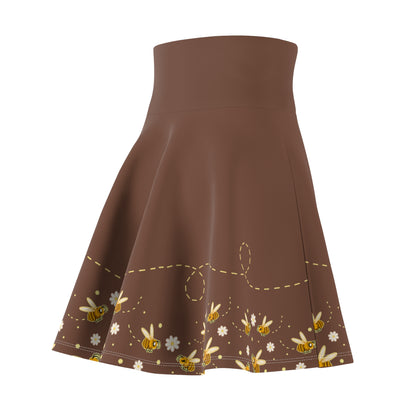Honeybee Holiday Skater Skirt — Floral Honeybee Daisy Print Women's Skirt