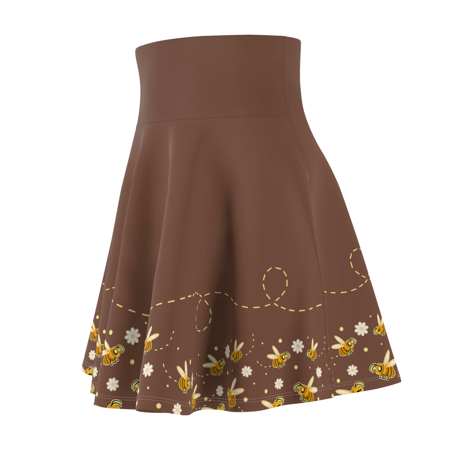Honeybee Holiday Skater Skirt — Floral Honeybee Daisy Print Women's Skirt
