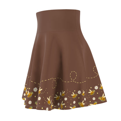 Honeybee Holiday Skater Skirt — Floral Honeybee Daisy Print Women's Skirt