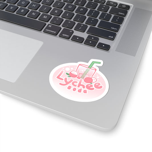 LycheeSoda Logo Kiss-Cut Sticker — Cute Pastel Drink Decal