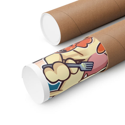 Meow Tatsugiri Feast Poster  — Cute Pocket Monster Illustration Vertical Large Art Print