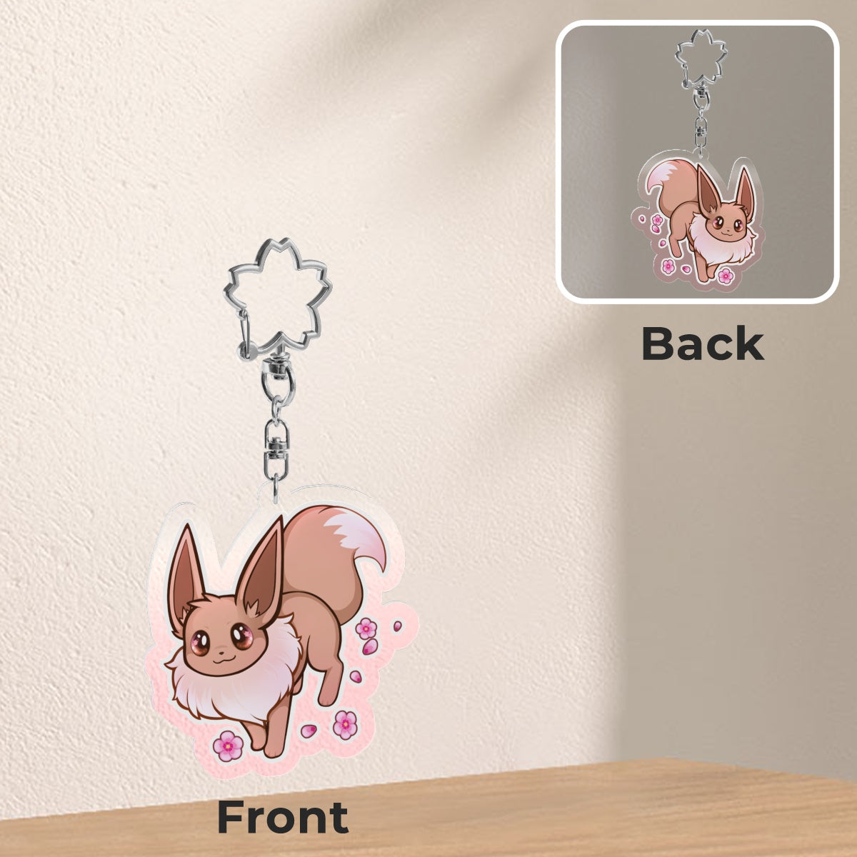 Evolution イーブイ Pocket Monster Floral Acrylic Keychain