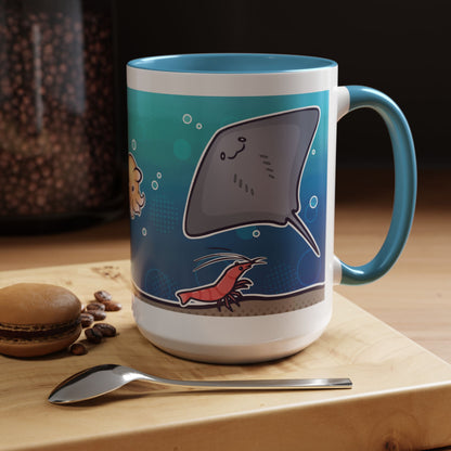 Ocean Friends Coffee Mug – Cute Marine Life Sea Creatures 11/15oz Accent Mug