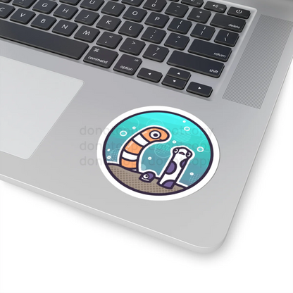 Watermarked - Garden Eels Round Kiss-Cut Sticker — Cute Underwater Marine Life Eel Decal