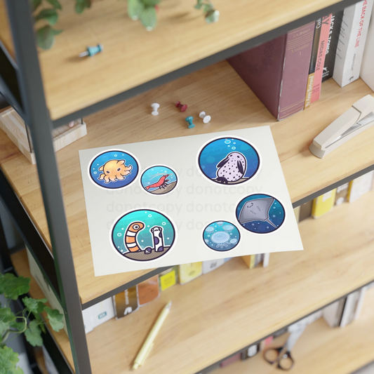Watermarked - Ocean Friends Sticker Sheet — Cute Sea Creatures Sticker Set