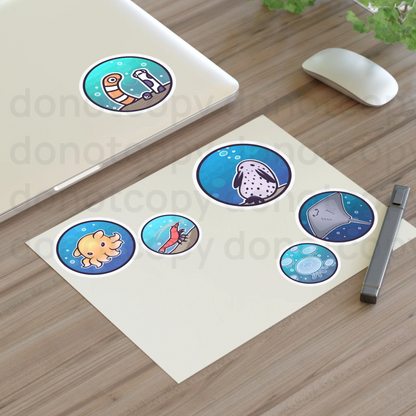 Watermarked - Ocean Friends Sticker Sheet — Cute Sea Creatures Sticker Set