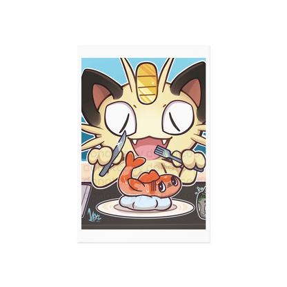 Watermarked - Collectable Art Postcard — Meow Tatsugiri Feast Cute Pocket Monster Illustration