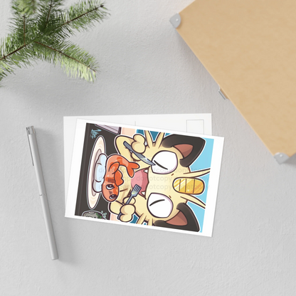 Watermarked - Collectable Art Postcard — Meow Tatsugiri Feast Cute Pocket Monster Illustration