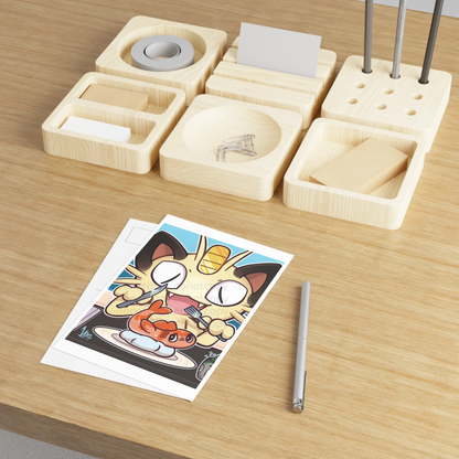 Watermarked - Collectable Art Postcard — Meow Tatsugiri Feast Cute Pocket Monster Illustration