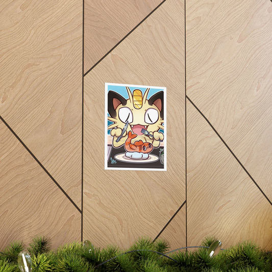 Watermarked - Meow Tatsugiri Feast Poster  — Cute Pocket Monster Illustration Vertical Large Art Print
