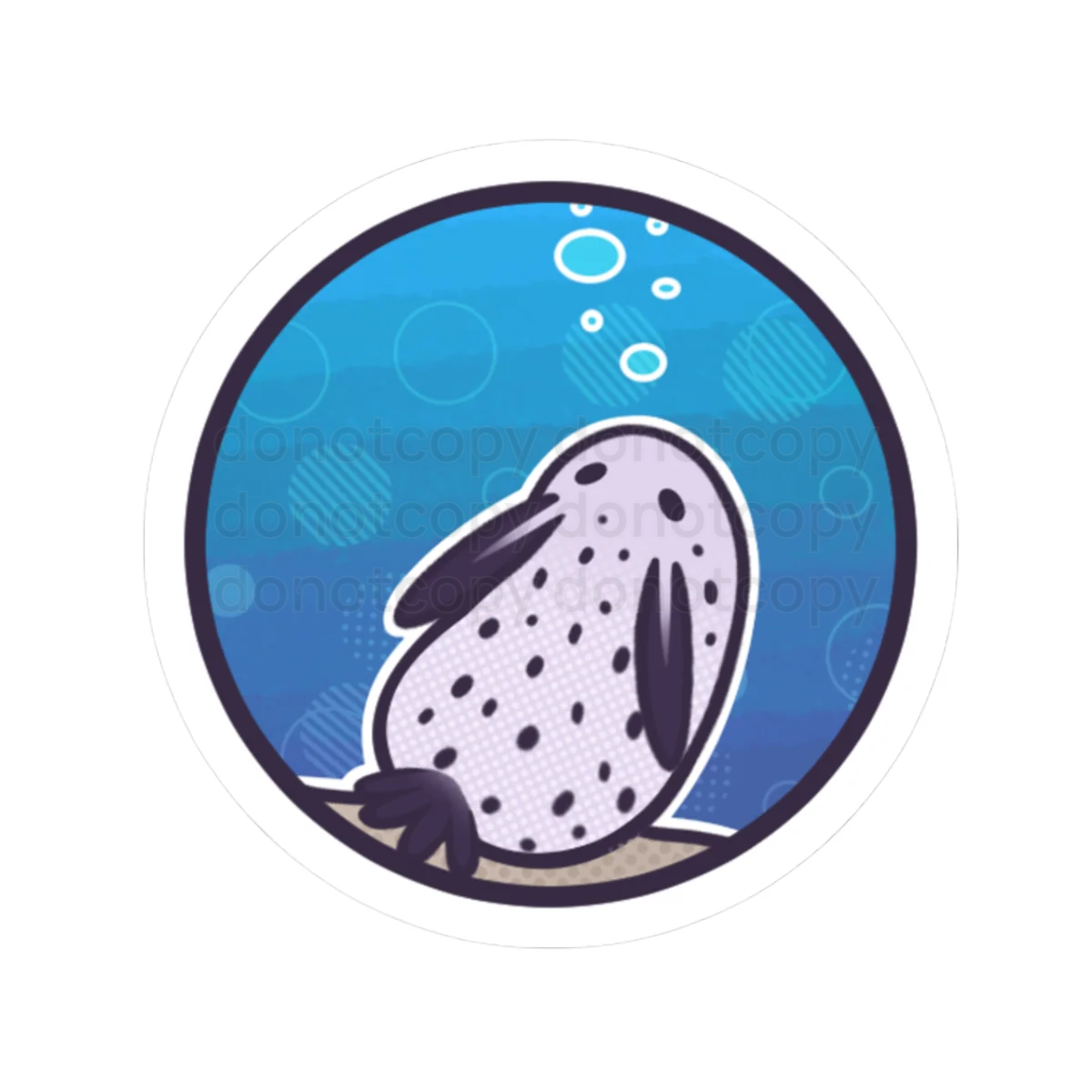 Watermarked - Sea Bunny Round Kiss-Cut Sticker — Cute Underwater Marine Life Ocean Creature Decal