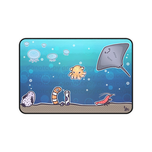 Watermarked - Ocean Friends Desk Mat — Cute Underwater Creatures Mouse Pad